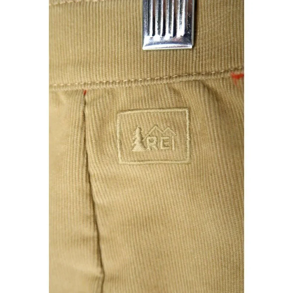 REI Corduroy Mini Skirt Wrap Khaki Lined Snap Button Stretch Girl's XL 18 W 32